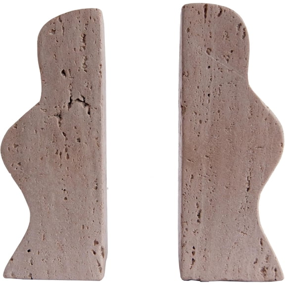 Decorative Travertine Wave Bookends, Natural Stone, Set of 2 – Elegant Book Holder, Stylish and Durable, Perfect for Bookshelf or Office Décor