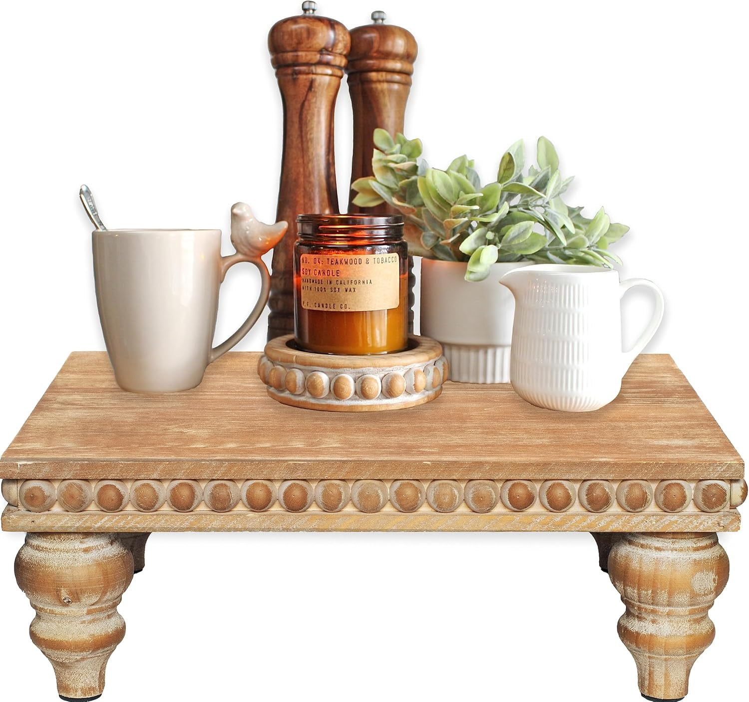 Decorative Tray Stand Display Riser - Wooden Tiered Tray Decor for ...