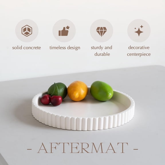 Decorative Concrete Serving Trays for Coffee Table, Living Room, Side Table - 2 Packs 11" White Round Home Decor Accents