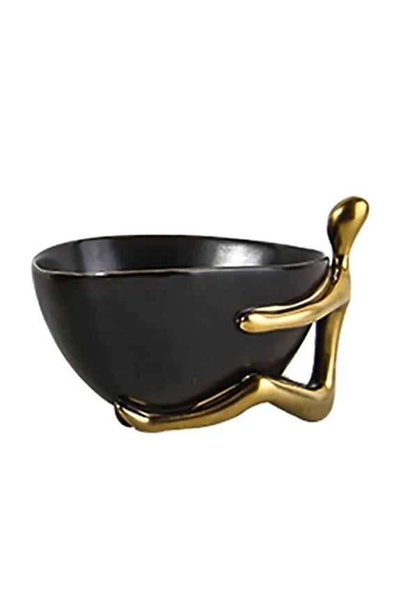 Decorative Trays Gold Figure Statue Sculpture Fruit Bowl Key Tray For Entryway Table, Coffee Table Decor Ceramic Jewelry Dish Tray Key Phone Coin Change Watches Tray