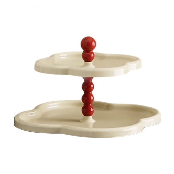 Decorative Trays Jewelry Flower Serving Tray Stand, Small Storage Trays for Bedroom Living Room Dining Room Entrance Cabinet 2 Tier (White)