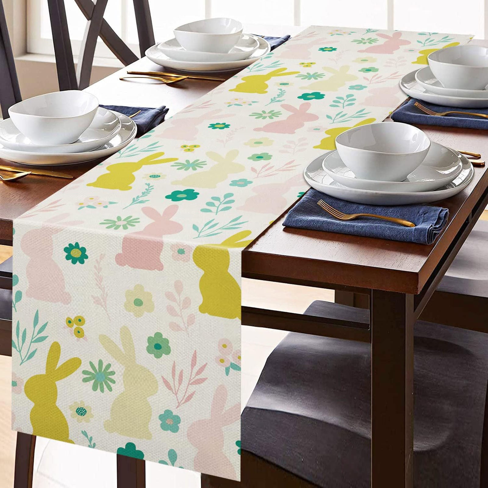 Decorative Trays for Home Decor Easter Table Flag Bunny Holiday Linen