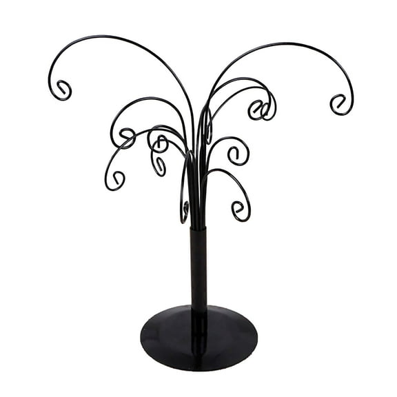 Decorative Tree Display Stand Rotating Ornament, Decorative Black Metal Tabletop Display Stand with Multiple Hooks for Hanging Ornaments, Glass Balls, Balls, Jewelry and Small Crafts