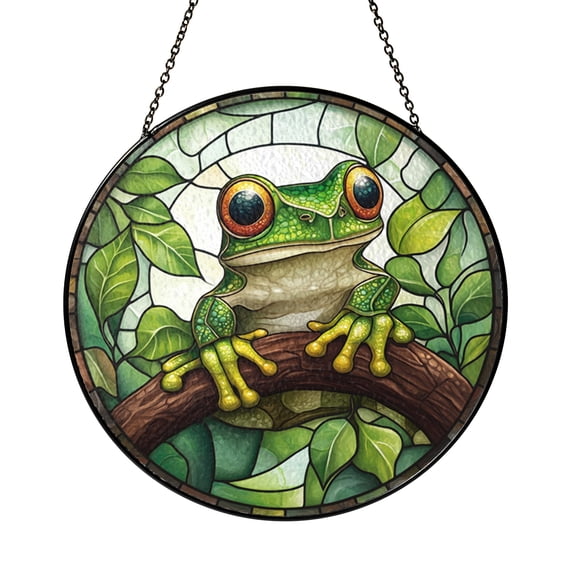 Decorative Tree Frog Stained Glass Style Suncatcher Window Hanging Nature Art
