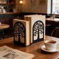 thumbnail image 1 of Decorative Tree Metal Bookends for Shelves, Heavy-Duty L-Shaped Book Stoppers with Non-Slip Pads, Black Book Holder Set, 7 Inch, For Home Office Library and Campus, 1 of 6