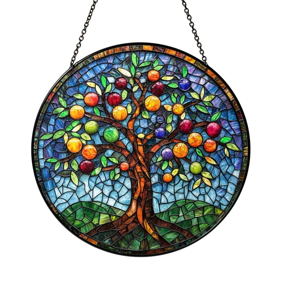 Decorative Tree Silhouette with Moon Shapes Acrylic Window Hanging2001