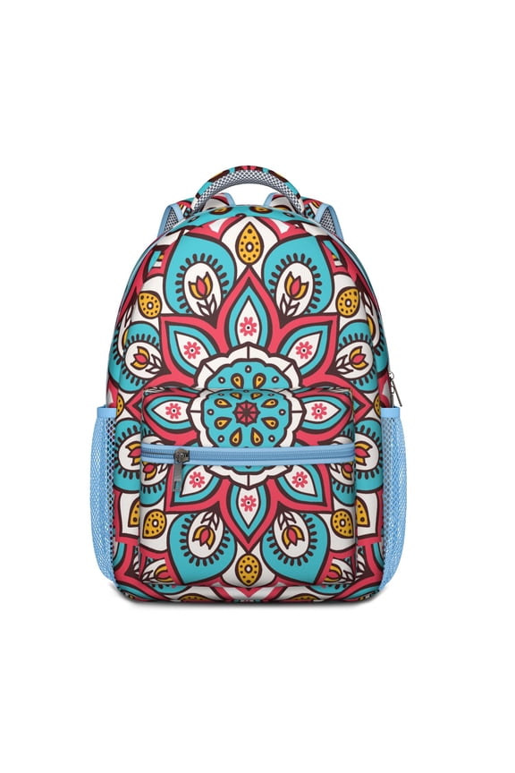 Decorative Tribal Mandala Backpack for Elementary Students, Artistic Sacred Style with Zen-Inspired Pattern, Water-Resistant & Lightweight