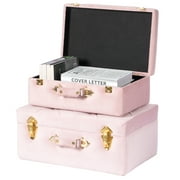 Decorative Tufted Velvet Suitcase Treasure Chest Set of 2