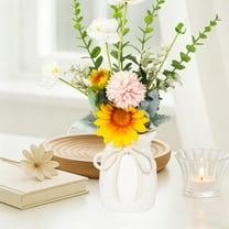 Decorative Vase, Faux Ceramic Vase, White Tabletop Vase, Plastic Flower Vase, Home Decor Vase, Modern Centerpiece, Artificial Flower Vase, Drawstring Bag Design Vase for Decor