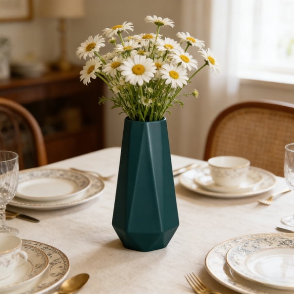 Decorative Vase, Non Fragile Tabletop Vase, Modern Art Centerpiece for Home Wedding Dining Room Bookshelf Decor Green