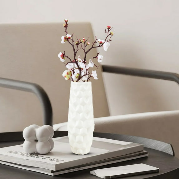 Decorative Vase for Flowers 10 Inch Tall Imitation Glazed Vase for Living Room Cabinet Shelf for Dried or Fresh Arrangements
