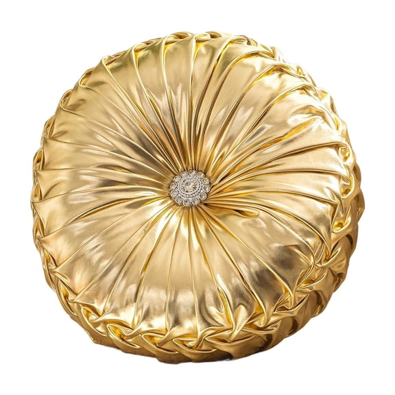 Decorative Velvet Pleated Throw Pillows, Decorative Round Pleated Throw Pillows, Pumpkin Pleated Handmade Throw Pillows, Classys Accents Pumpkin Throw Pillows with Center Button