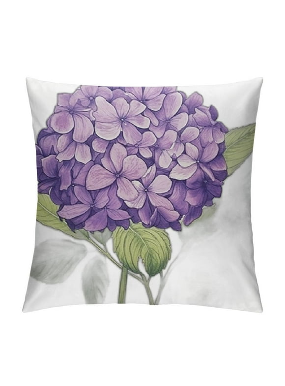 Decorative Velvet Throw Pillow Covers Cushion Case Purple Bouquet Lilac Hydrangea Flowers White Nature Parks Blue Bush Hortensia Abstract Beautiful Pillowcase for Couch Sofa Bed