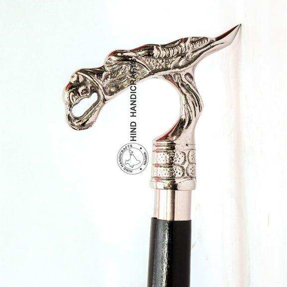 Decorative Victorian Canes and Walking Sticks for Men & Women - 36" Black Ebony Brass Handle Unisex Derby Foldable Cane | Hind Handicrafts (36 inch, Silver Dragon 2)