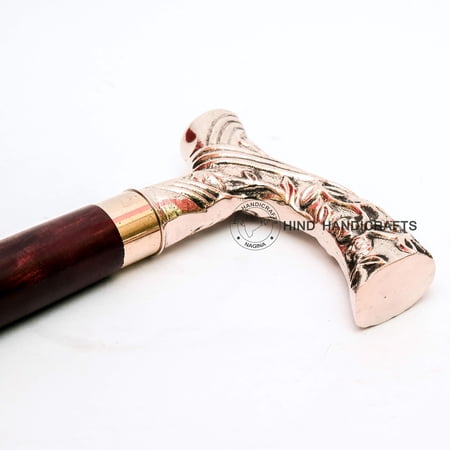 Decorative Victorian Canes and Walking Sticks for Men & Women - 36" Brown Ebony Brass Handle Unisex Derby Foldable Cane | Hind Handicrafts (36 inch, Derby)