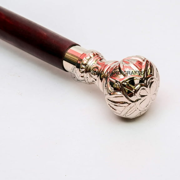 Decorative Victorian Canes and Walking Sticks for Men & Women - 36" Brown Ebony Brass Handle Unisex Derby Foldable Cane | Hind Handicrafts (36 inch, Knob 2)