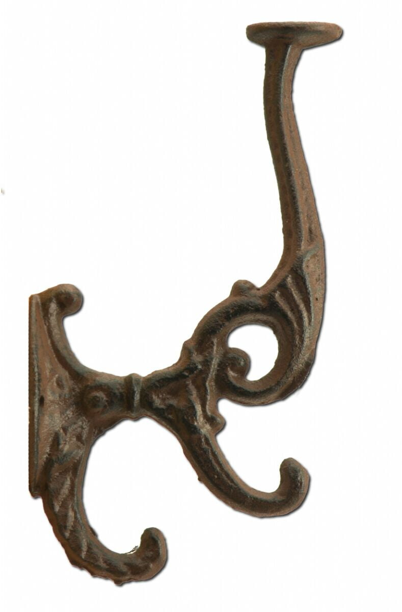 Rust Brown Cast Iron Victorian Triple Wall Hook