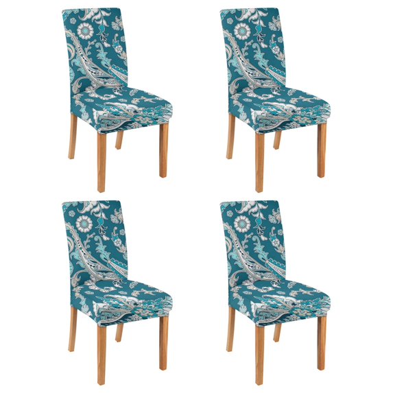 Decorative Vintage Paisley Bohemian Dining Chair Covers Set of 4 Colorful Floral Ethnic Retro Pattern Washable Polyester Stretch Slipcovers Removable Protector for Farmhouse Kitchen