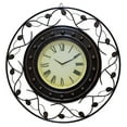 thumbnail image 1 of Decorative Vintage Roman Numerical Wall Clock with Black Metal Leaf Design Frame, 1 of 6