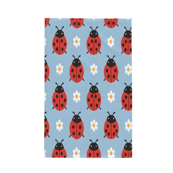 Decorative Waffle Towel Kitchen Dish Towel 26x16in Multi-Purpose Tea Towel Absorbent Quick Dry Oil Resistant Ladybug And Daisy