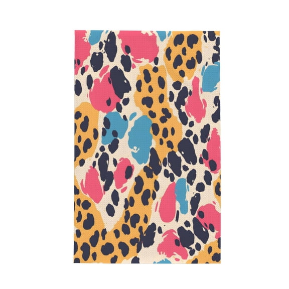 Decorative Waffle Towel Kitchen Dish Towel 26x16in Multi-Purpose Tea Towel Absorbent Quick Dry Oil Resistant Leopard Print Pattern Rainbow_1