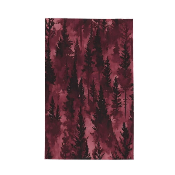 Decorative Waffle Towel Kitchen Dish Towel 26x16in Multi-Purpose Tea Towel Absorbent Quick Dry Oil Resistant Realistic Forests Camouflage Pattern Conifer Maroon_3