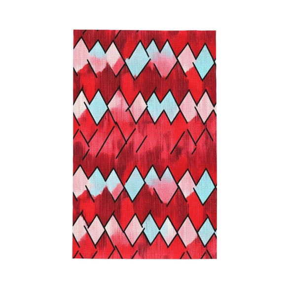 Decorative Waffle Towel Kitchen Dish Towel 26x16in Multi-Purpose Tea Towel Absorbent Quick Dry Oil Resistant Red Colorful Houndstooth Hand-Drawn Sketch_4