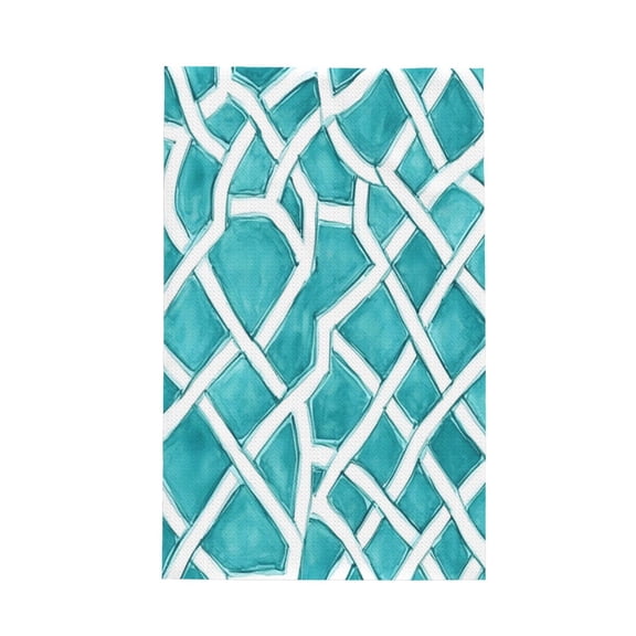 Decorative Waffle Towel Kitchen Dish Towel 26x16in Multi-Purpose Tea Towel Absorbent Quick Dry Oil Resistant Turquoise Moroccan Trellis Hand-Drawn Sketch_62922_4