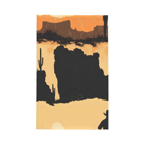 Decorative Waffle Towel Kitchen Dish Towel 26x16in Multi-Purpose Tea Towel Absorbent Quick Dry Oil Resistant Western Cowboy Cactus Boots Deep Canyons
