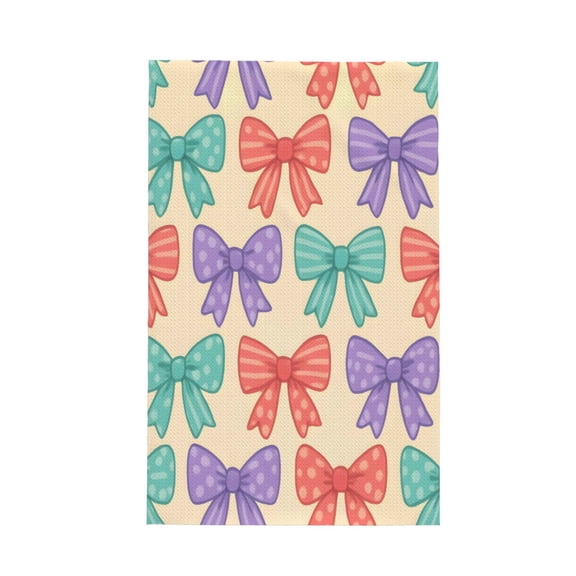 Decorative Waffle Towel Kitchen Dish Towel 26x16in Multi-Purpose Tea Towel Absorbent Quick Dry Oil Resistant Whimsical Polka Dot And Striped Ribbon Bow Pattern