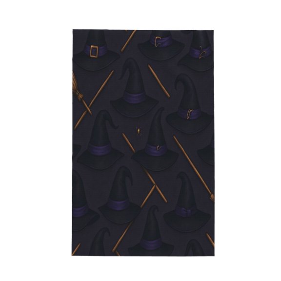 Decorative Waffle Towel Kitchen Dish Towel 26x16in Multi-Purpose Tea Towel Absorbent Quick Dry Oil Resistant Witch Hat And Broomstick Halloween Pattern