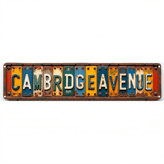 Decorative Wall Art 16x4 Inch Tin Signs "CAMBRIDGE AVENUE" Street Decor for Bedroom Garage Bar Vintage Man Cave patio signs wall decor home decor