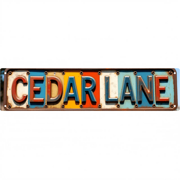 Decorative Wall Art 16x4 Inch Tin Signs "CEDAR LANE" Street Decor for Bedroom Garage Bar Vintage Man Cave bar decor wall decor street signs
