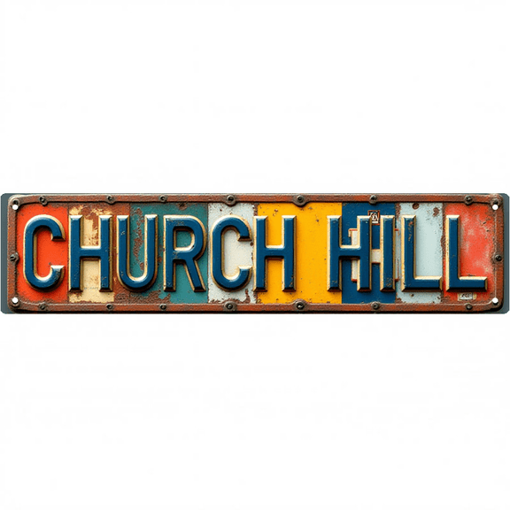 Decorative Wall Art 16x4 Inch Tin Signs "CHURCH HILL ROAD" Street Decor for Bedroom Garage Bar Vintage Man Cave bar decor wall decor street signs