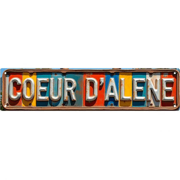 Decorative Wall Art 16x4 Inch Tin Signs "COEUR D'ALENE" Street Decor for Bedroom Garage Bar Vintage Man Cave wall decor street signs retro decor