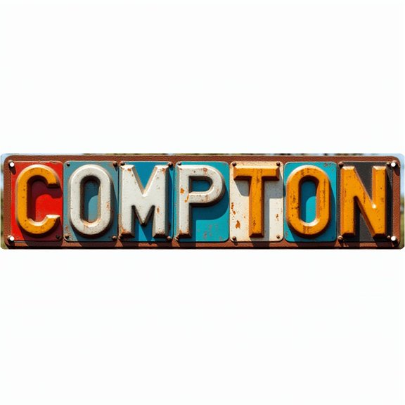 Decorative Wall Art 16x4 Inch Tin Signs "COMPTON" Street Decor for Bedroom Garage Bar Vintage Man Cave patio signs wall decor home decor