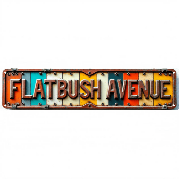 Decorative Wall Art 16x4 Inch Tin Signs "FLATBUSH AVENUE" Street Decor for Bedroom Garage Bar Vintage Man Cave bar decor wall decor room decor