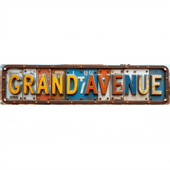 Decorative Wall Art 16x4 Inch Tin Signs "GRAND AVENUE" Street Decor for Bedroom Garage Bar Vintage Man Cave wall decor metal signs patio signs