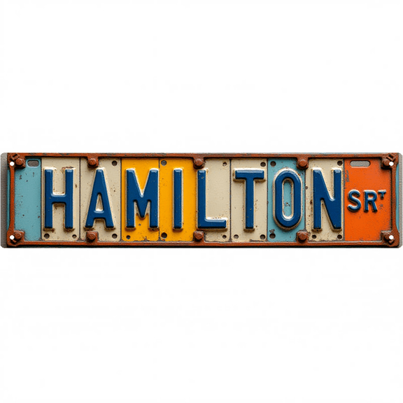 Decorative Wall Art 16x4 Inch Tin Signs "HAMILTON STREET" Street Decor for Bedroom Garage Bar Vintage Man Cave wall decor metal signs patio signs