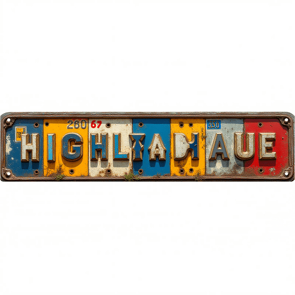 Decorative Wall Art 16x4 Inch Tin Signs "HIGHLAND AVENUE" Street Decor for Bedroom Garage Bar Vintage Man Cave wall decor man cave room decor