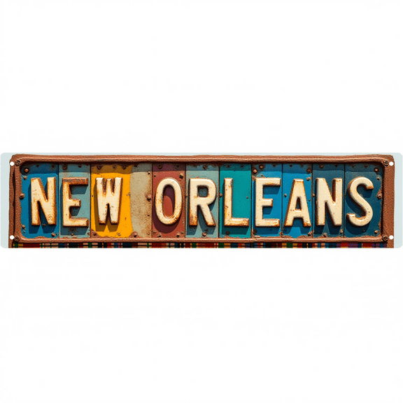 Decorative Wall Art 16x4 Inch Tin Signs "NEW ORLEANS" Street Decor for Bedroom Garage Bar Vintage Man Cave bar decor wall decor street signs