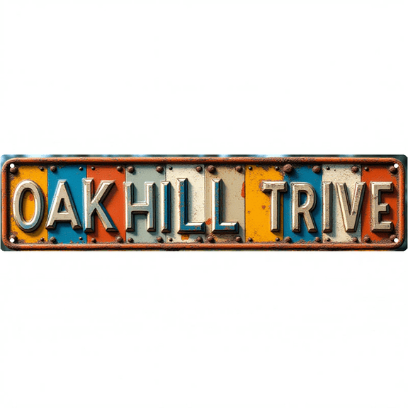 Decorative Wall Art 16x4 Inch Tin Signs "OAK HILL DRIVE" Street Decor for Bedroom Garage Bar Vintage Man Cave wall decor metal signs patio signs