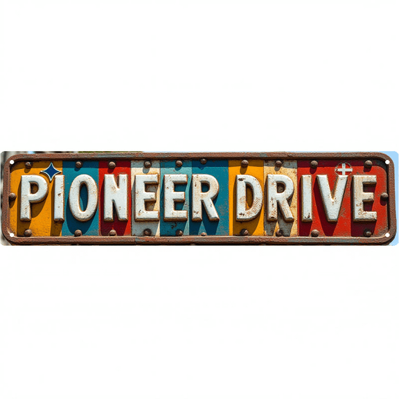 Decorative Wall Art 16x4 Inch Tin Signs "PIONEER DRIVE" Street Decor for Bedroom Garage Bar Vintage Man Cave wall decor metal signs patio signs
