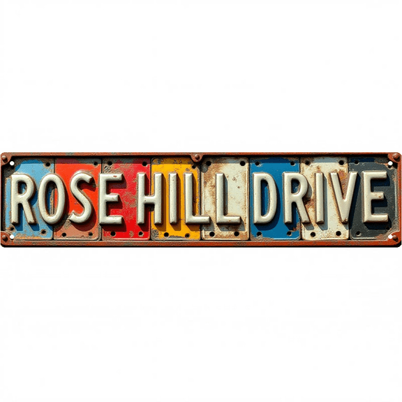 Decorative Wall Art 16x4 Inch Tin Signs "ROSE HILL DRIVE" Street Decor for Bedroom Garage Bar Vintage Man Cave wall decor metal signs patio signs