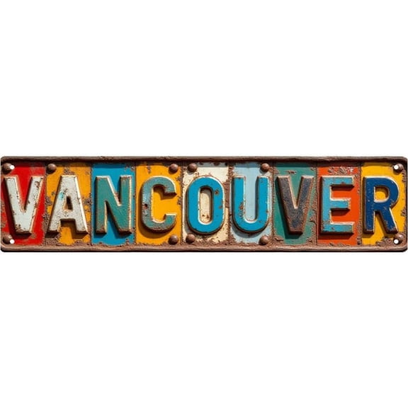 Decorative Wall Art Metal Tin Sign Vancouver Street Decor 16x4 Inch Vintage Wall Sign for Bedroom Garage Bar Man Cave