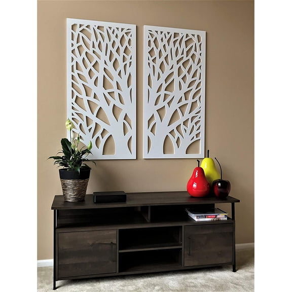 Decorative Wall Art Panel - 48" L x 24" W Tree Design PVC Screen for Home Renovation