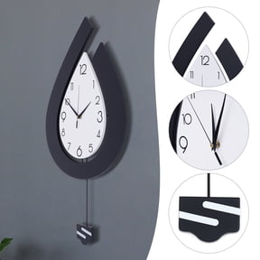 Decorative Wall Clock 30x57in Raindrop Shape, Silent Movement, Black & White, for Living Room Bedroom Office Modern Decor