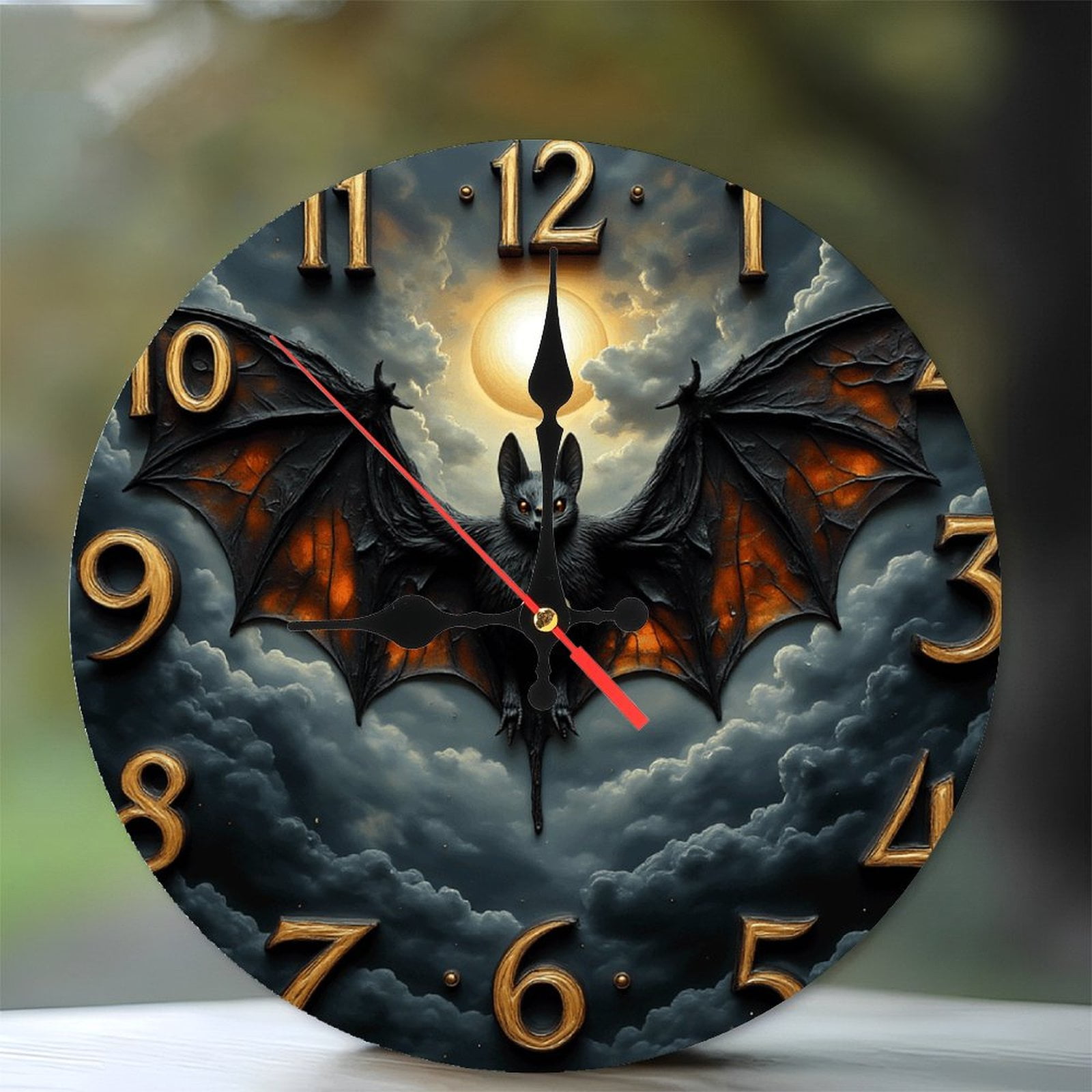 Decorative Wall Clock with Bat Design And Unique Style 10-Inch Silent ...