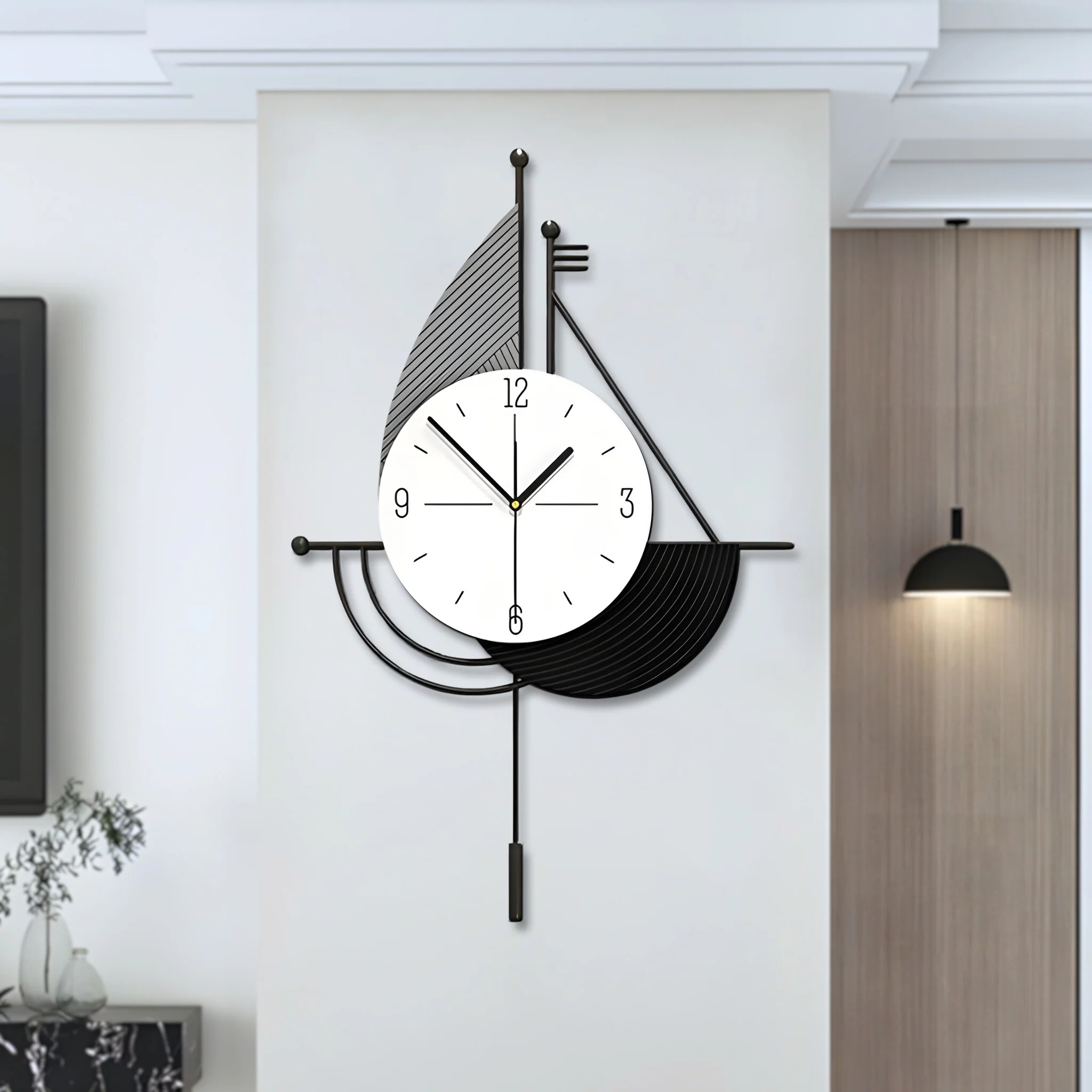 Collections Etc Coffee Cup Pendulum Wall Clock Kitchen Decor