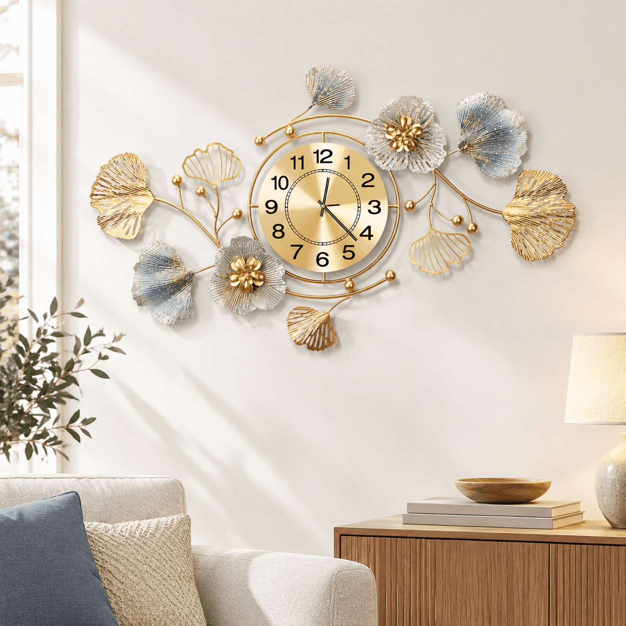 Wall Clock Color Full Decorative Wall Clock, Retro Blue Color, 35 x 20 inches, Modern ...